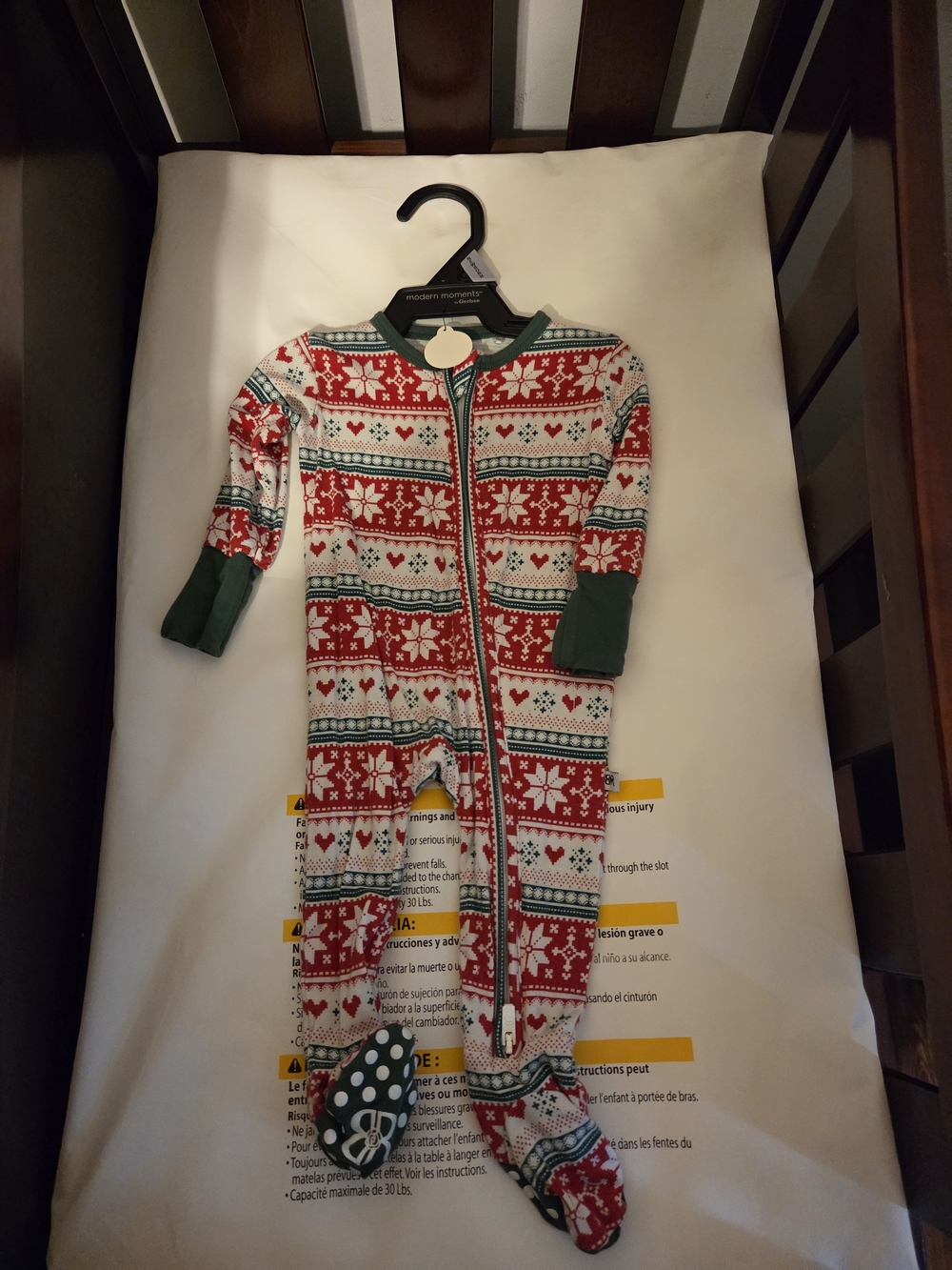 Bums And Roses  Red Green White Fair Isle Baby Footed Sleeper